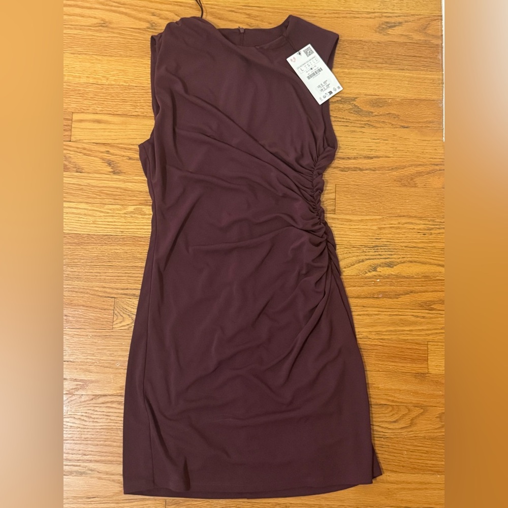 Draped Short Zara Burgundy Dress